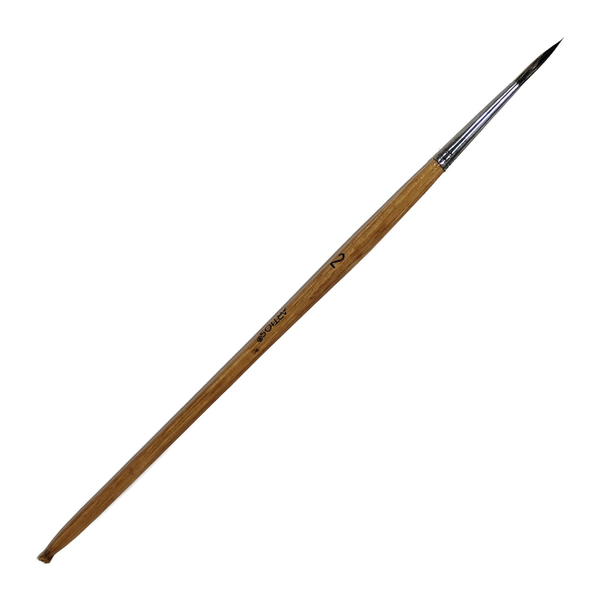 ARTIOS Round Paint Brush Size 2 - single brush, natural wooden handle, on white background