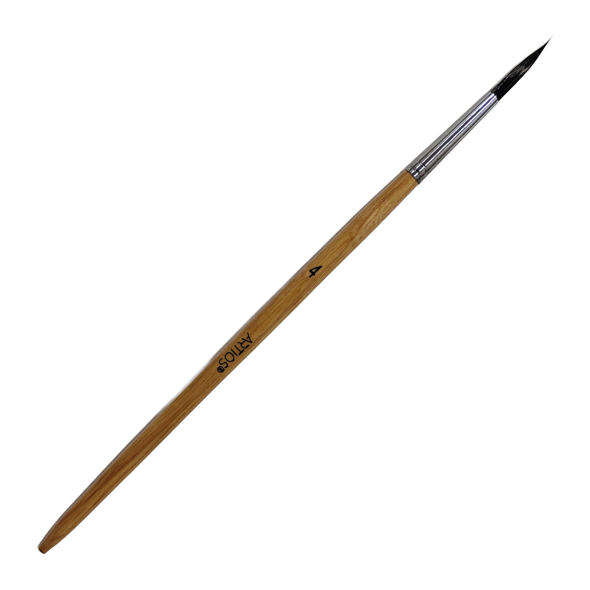 ARTIOS Round Paint Brush Size 4 - single brush, natural wooden handle, on white background