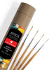 ARTIOS Long Liner Rigger set of 4 brushes, sizes 000 00 0 1, wooden handles with kraft tube packaging