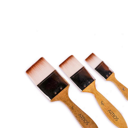 Flat Wash Set of 3 Paint Brushes