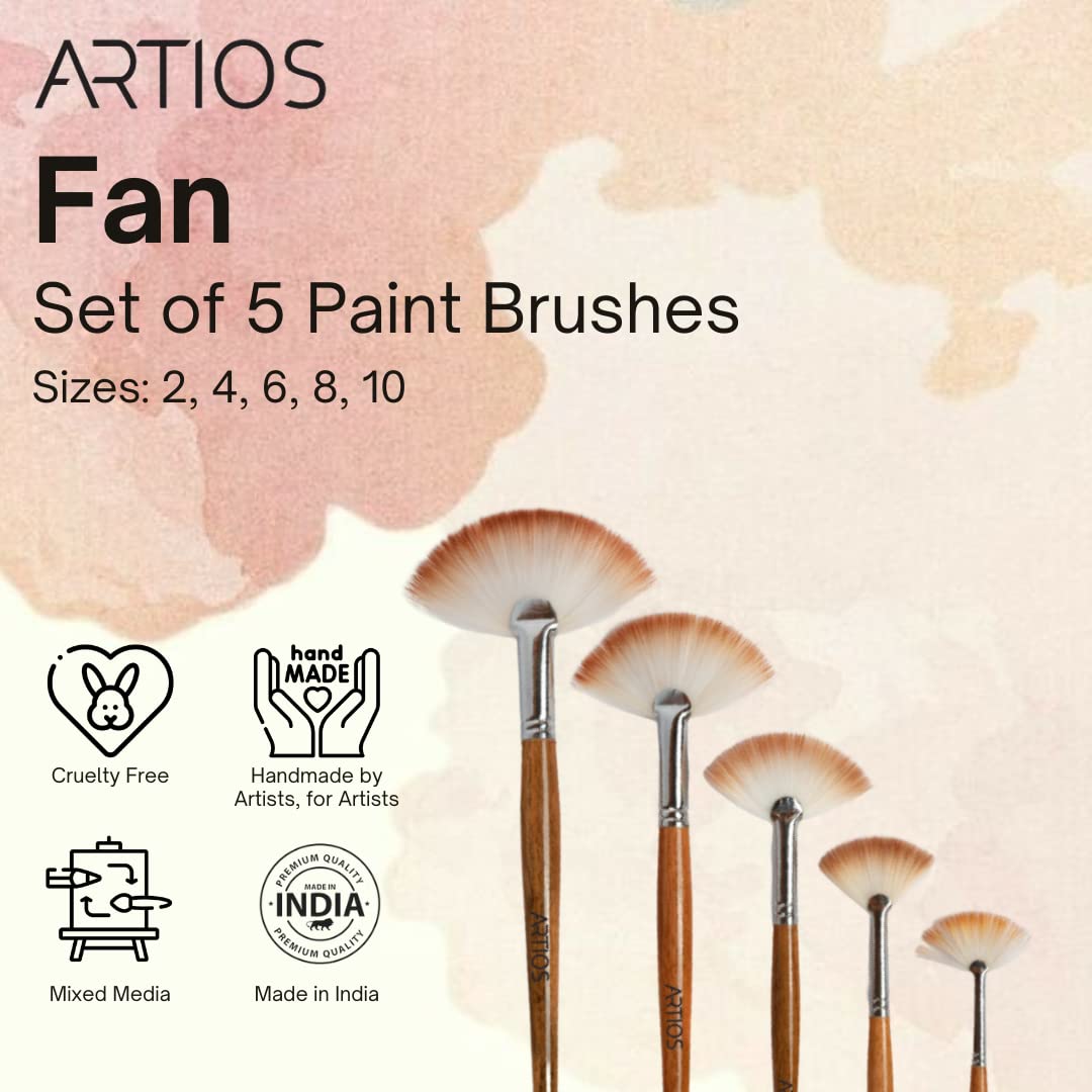 Fan Paint Brush Set of 5 Brushes