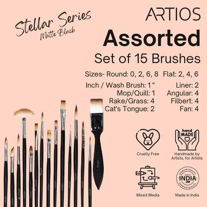 Mixed Set of 15 All-in-One Paint Brushes