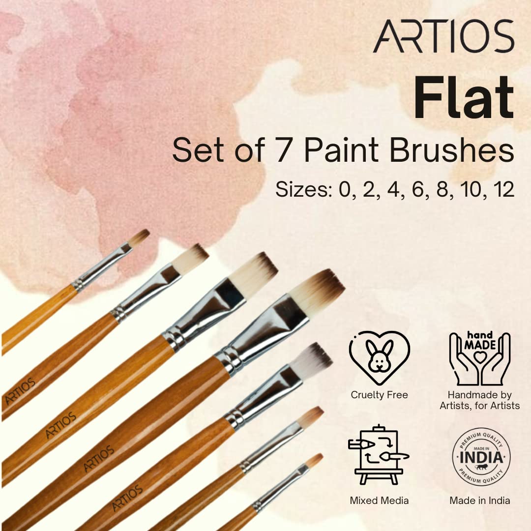 Flat Set of 7 Paint Brushes