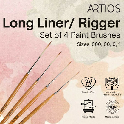 Long Liner / Rigger Set of 4 Paint Brushes