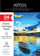 ARTIOS Artists' Cartridge Paper A4 - 240 GSM smooth acid free, 24 loose sheets, 21x29.7cm, for charcoal, pencil, ink, gouache and mixed media