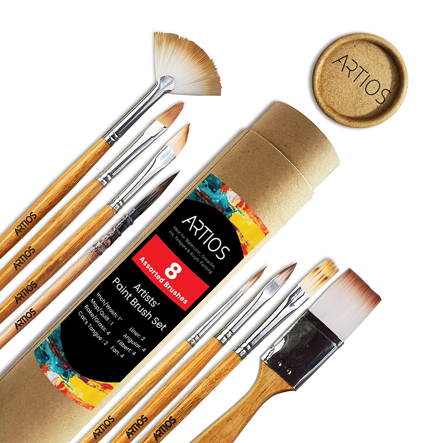 ARTIOS Fine Detailing Brush for Painting - Miniature Brushes  Set with Brush Holder 