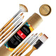 ARTIOS Mixed Set of 8 assorted brushes, fan liner angular filbert cat tongue rake wash types, wooden handles, kraft tube