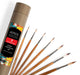 ARTIOS Round Set of 7 paint brushes with wooden handles beside kraft tube, labelled sizes 0, 1, 2, 4, 6, 8, 10
